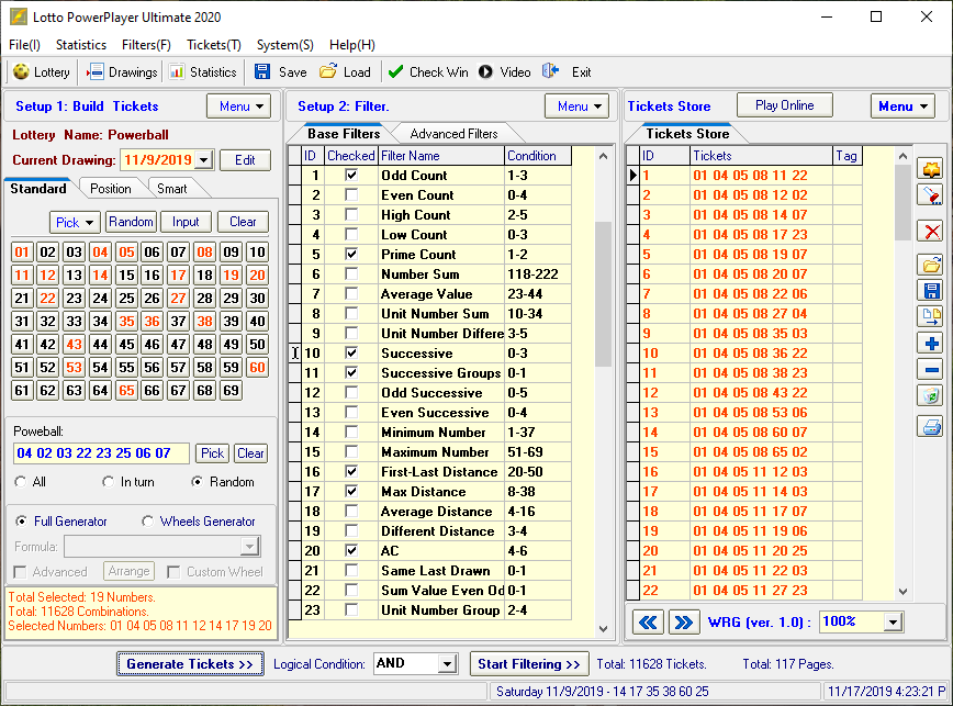 Powerball lottery number generator