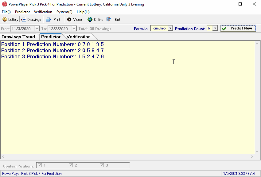 Predicting the next drawing winning numbers